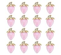 QUARKZMAN 16 Piezas De Charm De Fresa 31x23mm Colgantes De Fresa De Acrílico 3D Adorno Lindo De Fruta Para Hacer Joyería Aretes Collar Pulseras Manualidades DIY Rosa