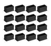 QUARKZMAN 16 Tapas de PVC para Patas de Silla Cuadradas, 50mm x 25mm OD, Negras, Protectores de Pies de Muebles para Mesas, Armarios, Camas