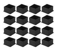 QUARKZMAN 16 Tapas de PVC para Patas de Silla Cuadradas, 50mm x 50mm OD, Negras, Protectores de Pies de Muebles para Mesas, Armarios, Camas