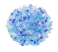QUARKZMAN 1600 Piezas De Cuentas De Vidrio, 4mm 6/0 Cuentas Mini Sueltas Con Agujero, Abalorios A Granel Para DIY Manualidades, Azul Mezclado