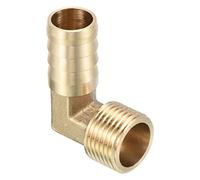 QUARKZMAN 16mm Púas a 1/2" PT Macho Rosca Tubería x 1uds 90 Grados Codo Latón Espiga Manguera Montaje para Aire Agua Combustible Neumática Manguera, Oro