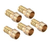QUARKZMAN 16mm Púas a G1/2 Macho Rosca Tubería x 5uds Recto Latón Espiga Manguera Accesorio para Aire Agua Combustible Neumática Manguera, Oro