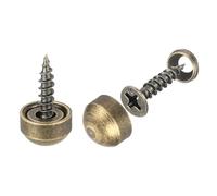 QUARKZMAN 16uds Latón Decorativos Tornillos con Tapas, 9mm Espejo Tornillos Cubierta Autorroscantes Tornillos para Muebles Fijación, Bronce