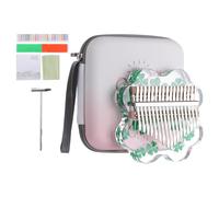 QUARKZMAN 17 Teclas Piano de Pulgar Portátil en Forma de Cuatro Hojas Transparente con Caja de Transporte Pegatinas de Notas Musicales Martillo de Afinación Paño de Limpieza