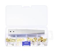 QUARKZMAN 18Set 3 Misure Kit Assortimento Rivetti E Rondelle In Rame, Fermagli Solidi Con Attrezzo Per Montaggio E Strumento Di Installazione Per Forniture F Da Te, Tono Oro