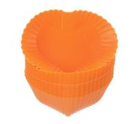 QUARKZMAN 18uds Magdalenas Silicona Forro, 2,75 Pulgadas Reutilizables Hornear Tazas Antiadherentes Muffins Molde para Cumpleaños Boda Fiesta, Naranja Corazón