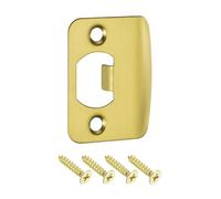 QUARKZMAN 1pcs Placa de Golpe de Puerta, Placa de Cierre de Seguridad con Kit de M4 Tornillos en Forma D de Acero Inoxidable para Refuerzo de Marco de Puerta, 57x45mm, Dorado