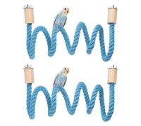QUARKZMAN 2 47 Pcs Columpio De Perca De Cuerda para Pájaros, Accesorio De Perca De Pie Poste De Cuerda para Escalar Columpio para Afilar Patas Pulgadas (Azul) Diseñado para Loros /