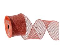 QUARKZMAN 2.5" x 10 Yardas Cinta Brillante, Cinta Navideña De Malla Con Alambre Para Hacer Moños De diadema, Envoltura De Regalos, Decoración De Árbol De Navidad Manualidades DIY, Rojo