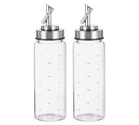 QUARKZMAN 2 Botellas Dispensadoras de Aceite de Oliva de Vidrio, 10oz/300ml Recipiente de Aceite de Vinagre Resistente al Calor con Pico Vertedor Antigoteo y Escala para Cocina