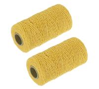 QUARKZMAN 2 Cuerdas de Algodón Trenzado, Cordón Amarillo de 100m/109 Yardas y 2mm de Diámetro para Colgar en la Pared, Colgador de Plantas, Tejer, Nudos de Macramé