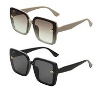 QUARKZMAN 2 Gafas De Sol Para Mujeres Hombres De PC Estilo De Moda Protección Solar Para Conducir Compras Y Tomar Fotos Negro Y Caqui