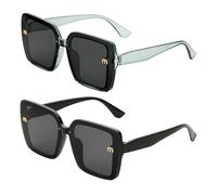 QUARKZMAN 2 Gafas De Sol Para Mujeres Y Hombres, Gafas De Sol De Moda De PC Con Protección Solar Para Conducir, Compras Y Tomar Fotos, Negro Y Gris Transparente