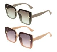 QUARKZMAN 2 Gafas De Sol Para Mujeres Y Hombres, Gafas De Sol De PC De Moda Protección Contra El Sol Para Conducir, Compras Y Tomar Fotos, Color Caqui Y Rosa