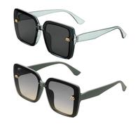 QUARKZMAN 2 Gafas De Sol Para Mujeres Y Hombres, Gafas De Sol De PC Modernas Y De Moda Para Protección Solar Para Conducir, Compras Y Tomar Fotos, Transparente Gris Y Verde