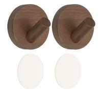 QUARKZMAN 2 Ganchos De Pared De Madera De Nuez, Ganchos Redondos Para Colgar Con Montaje En Pared O Autoadhesivos, Para Toallas, Sombreros, Ropa, Bolsas