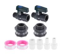 QUARKZMAN 2 Juego Lluvia Barril Grifo Kit, Plástico Lluvia Barril Espita con 3/4" GHT Mamparo Accesorio, Jardín Manguera Adaptador Pagoda Conector y Rosca Sellado Cinta, Gris