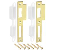 QUARKZMAN 2 Juegos de Placa de Golpe de Puerta, 40mm x 170mm Placa de Golpe de Cerradura de Perno Muerto de Acero Inoxidable para Refuerzo de Marco de Puerta y Jamba de Puerta, Dorado