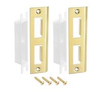 QUARKZMAN 2 Juegos de Placas de Golpe de Puerta, 41mm x 145mm Placa de Golpe de Cerradura de Perno Muerto de Acero Inoxidable para Refuerzo de Marco de Puerta y Jamba de Puerta, Dorado