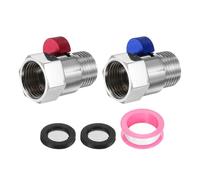 QUARKZMAN 2 Juegos De Válvula De Cierre De Ducha G1/2" Hembra X Macho, Válvula De Control De Flujo De Agua De Latón Para Cabezal De Ducha Con Restrictor De Flujo En Manguera, Rojo/Azul