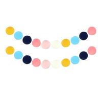 QUARKZMAN 2 Juegos Guirnalda Bolas Fieltro, 8 Pies 30 Bolas Guirnalda Pompones Arcoíris Hecha A Mano para Decoración Habitación En Navidad n Fiesta(Rosa,Azul Zafiro,Amarillo,Blanco,Azul)