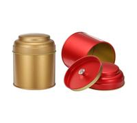 QUARKZMAN 2 Latas De Té Herméticas Con Doble Tapa, Pequeña Lata Redonda De 8 Onzas Líquidas, Recipientes De Cocina Para Té En Hojas, Café, Dulces Y Especias, Color Dorado Bronce Y Rojo