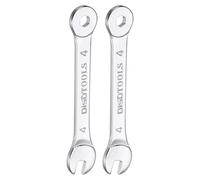 QUARKZMAN 2 Llaves Combinadas Delgadas Métricas de 4mm 6 Puntos Terminadas en Caja con 15 Grados de Offset Extremo Abierto CR-V Acero Cromado, Plateado