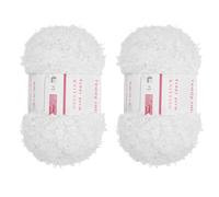 QUARKZMAN 2 Madejas De Hilo De Pestañas Hilo De Poliéster Pelo Suave Y Esponjoso Grueso Borroso De Pestañas Blanco Para Tejer A Crochet Ropa Bolsa DIY - 55 Yardas/50m, 3.6ozx2