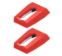 QUARKZMAN 2 Pack Aguja Para Tocadiscos, Estilo Diamante 18mm Para Reproducción De Discos De Vinilo LP, Rojo