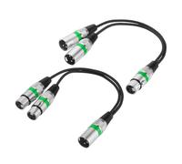 QUARKZMAN 2 Paquetes De Cable Divisor XLR, 1 Pie / 0.3 M XLR 1 Hembra A 2 Machos & 1 Macho A 2 Hembras Cables Y Para Equipos De Audio Balanceado Mezcladores Micrófonos, Círculo Verde