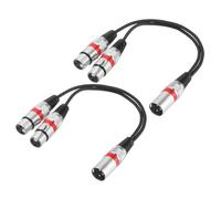 QUARKZMAN 2 Paquetes De Cable Divisor XLR De 3 Pines 1 Pie / 0.3 M XLR 1 Macho A 2 Hembra Cables Y Para Equipo De Adaptador De Audio Balanceado Mezcladores Micrófonos Círculo Rojo