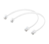 QUARKZMAN 2 Paquetes De Cable Telefónico, Cable De Teléfono De 0.7 Pies RJ12 6P6C Macho A Macho Cableado Recto Para Teléfono Para Hogar, Oficina, Blanco