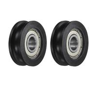 QUARKZMAN 2 Pcs 8x 30x 10mm Rodamiento de Bolas de Ranura en U U608ZZ, Pom Polea del Cojinete de la Guía de la Rueda en U (Gcr15) Rodamientos de Acero Cromado, Negro