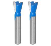 QUARKZMAN 2 Pcs Barrena de Fresasdo de Dovetail de 3/8" de Diámetro 1/4" Vástago Carburo de Tungsteno 14 Grados Barrenas de Unión de Dovetail para Cajones y Armarios