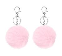 QUARKZMAN 2 Pcs Borlas De Adorno A Granel, Llavero De Pompones Grandes De 3.15 Pulgadas Para Llaveros Bolsos Monederos Carteras Mochilas Bufandas Accesorios, Rosa Claro (Rosa)