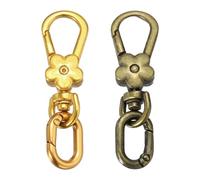 QUARKZMAN 2 Pcs Clip Para Llavero Giratorio Metal Con Gancho Langosta Y Anillo Ovalado Desmontable Doble Apertura Para Manualidades Joyería Mochila Dorado/Bronce Metálico