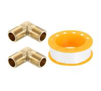 QUARKZMAN 2 Pcs Codo De 90 Grados, 1/4 Pulgada Macho x 1/4 Pulgada Macho Accesorio De Tubo De Latón De Ángulo Recto, Conector Para Tubería De Fluido Gas Combustible Aceite, 27x27mm