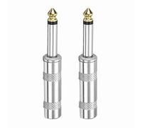 QUARKZMAN 2 Pcs Conector TS Macho De Audio De 1/4", Conector De Cable Mono De 6.35mm, Adaptador De Cable TS Macho Para Altavoz, Micrófono, Guitarra, 3.27" Plateado