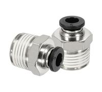 QUARKZMAN 2 Pcs Conexiones Rápidas De Aire NPT, Macho Recto 6mm Diámetro Exterior del Tubo X 3/8" Roscado NPT Acoplador Adaptador Rápido para Mangueras De Gas Herramientas Neumáticas, Negro