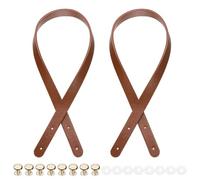 QUARKZMAN 2 Pcs de Asas de Bolso de Cuero PU, Correas de Bolso de 25.6" con 8 Remaches de 0.7" de Ancho, Asa de Bolso de Coser para Reemplazo de Correa de Hombro, Marrón