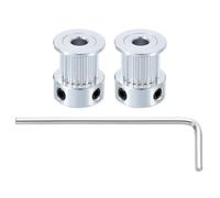 QUARKZMAN 2 Pcs de Polea de Correa de Distribución de 20 Dientes de Aluminio con Orificio de 5 mm y Ancho de 10 mm, Polea Loca Rueda Sincrónica de Engranajes, Plateado