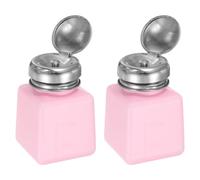 QUARKZMAN 2 Pcs Dispensador de Alcohol Solvente 100ml (3.4Oz) Botella de Bomba de Dispensador de Líquido con Tapa de Acero Inoxidable Sellada para Removedor de Esmalte de Uñas, Rosa