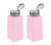 QUARKZMAN 2 Pcs Dispensador de Alcohol Solvente 250ml (8.8Oz) Botella de Bomba de Dispensador de Líquido para Quitar Esmalte de Uñas con Cabezal de Prensa de Acero Inoxidable, Rojo