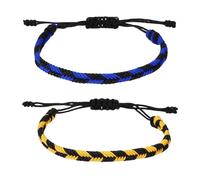 QUARKZMAN 2 Pcs Juego De Pulseras Trenzadas De Cuerda, Estilo Cuadrí Ajustable Cordón Trenzado A Mano Accesorio Elegante Regalo De Amistad Azul Marino+Negro Y Negro+Amarillo