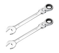 QUARKZMAN 2 Pcs Llave Combinada Con Trinquete Y Cabeza Flexible 23mm 72 Dientes Estándar Métrico Con De Caja Y Boca Abierta De Acero CR-V Doble Para Tornillos Tuercas Y Pernos