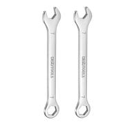 QUARKZMAN 2 Pcs Llave Combinada Delgada 7mm Offset Extremo de Caja de 6 Puntos y Extremo Abierto Angulado a 15° Llave Combinada Mini 30Cr13 Acero Inoxidable Templado Pulido Llave Métrica