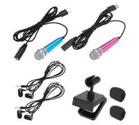 QUARKZMAN 2 Pcs Micrófono Mini, Micrófono Pequeño Tipo C Con Soporte, Cubierta De Espuma, Auriculares Para Grabar Voz En Teléfono, Azul/Rosa Fuerte