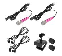 QUARKZMAN 2 Pcs Micrófono Mini, Micrófono Pequeño Tipo C Con Soporte, Cubierta De Espuma Para Grabar Voz En Teléfono, Rosa Fuerte