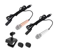 QUARKZMAN 2 Pcs Micrófono Mini, Micrófono Pequeño Tipo C Mic Micrófono Pequeño Con Soporte, Cubierta De Espuma Para Grabar Voz En Teléfono, Oro/Plata