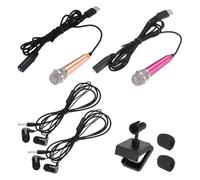 QUARKZMAN 2 Pcs Micrófono Mini, Micrófono Pequeño Tipo C Mic Micrófono Pequeño Con Soporte, Cubierta De Espuma, Auriculares Para Grabar Voz En Teléfono, Oro/Rosa Fuerte